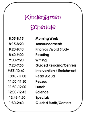 Kinder Schedule